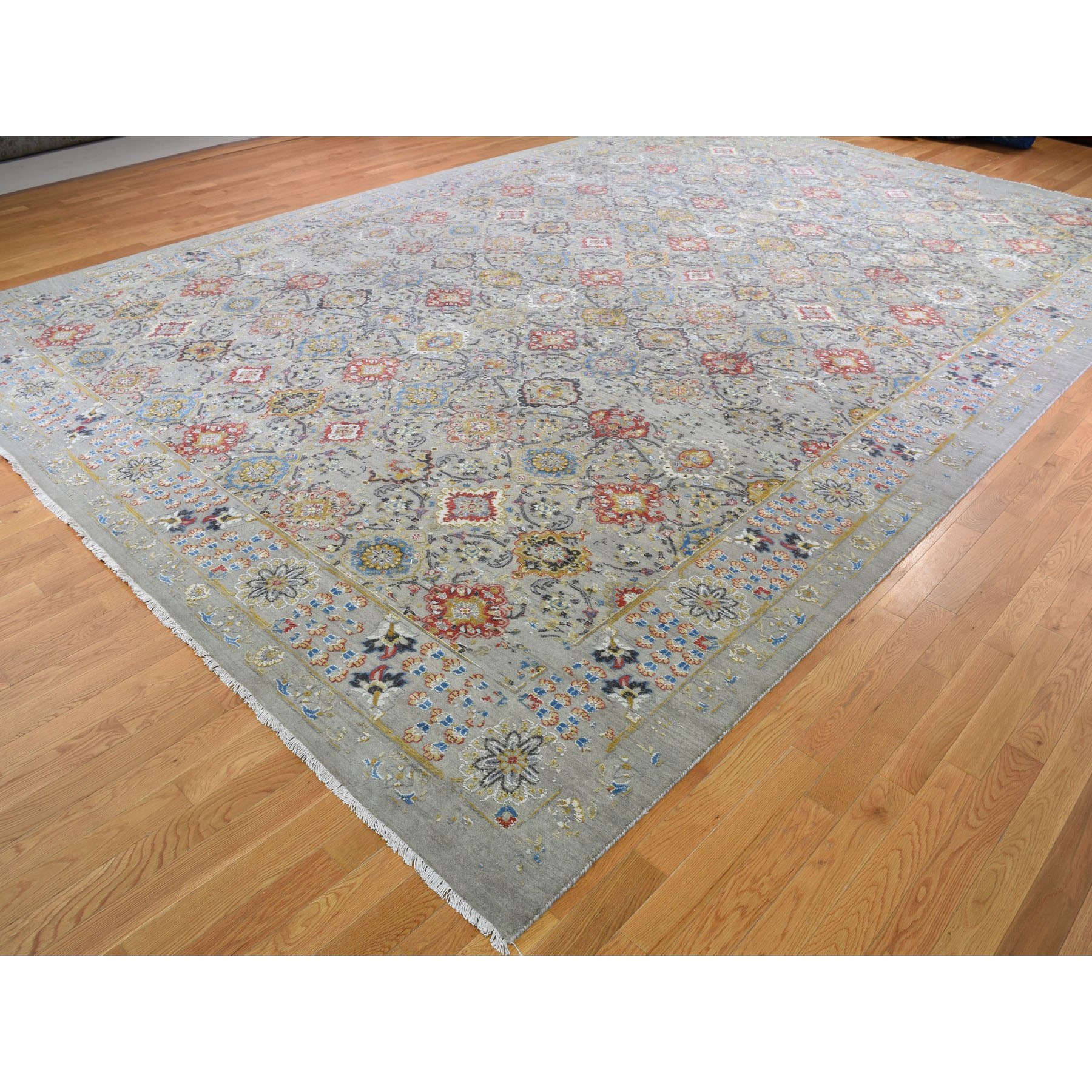 Transitional Silk Hand-Knotted Area Rug 12'0